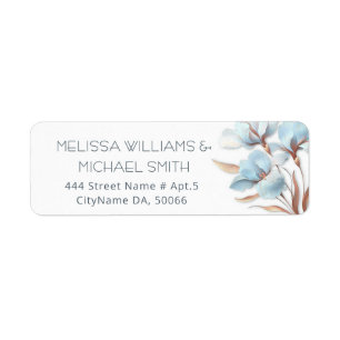 Turquoise Rose Gold Flower Wedding Label Return Address Label