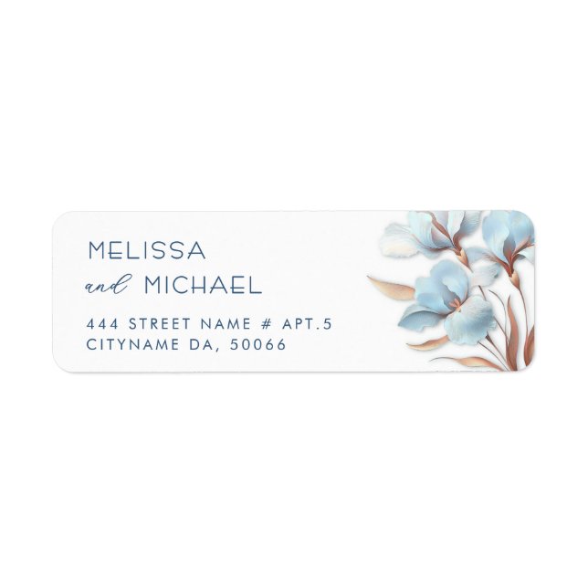 Turquoise Rose Gold Flower |  Wedding Return Address Label (Front)