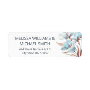 Turquoise Rose Gold Flower    Wedding Return Address Label