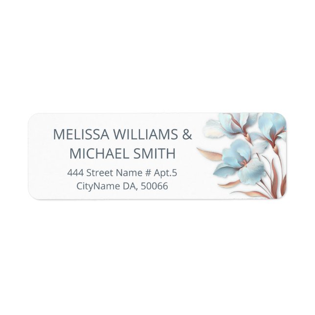 Turquoise Rose Gold Flower |  Wedding Return Address Label (Front)