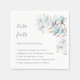 Turquoise Rose Gold Flowers Fun Facts Wedding  Napkin
