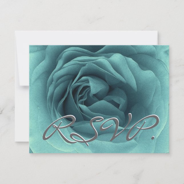 TURQUOISE Rose RSVP Wedding Response Card (Front)