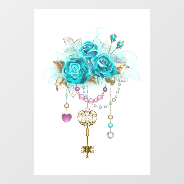 Turquoise Roses with Keys (Sheet)