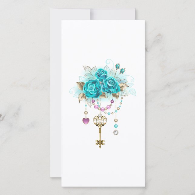 Turquoise Roses with Keys (Front)