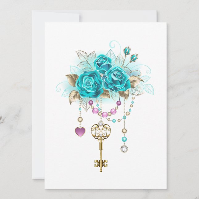 Turquoise Roses with Keys (Front)