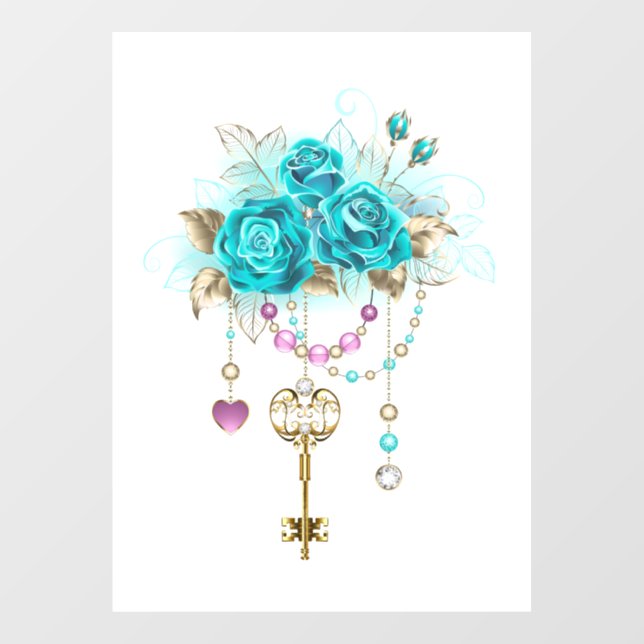 Turquoise Roses with Keys (Sheet)