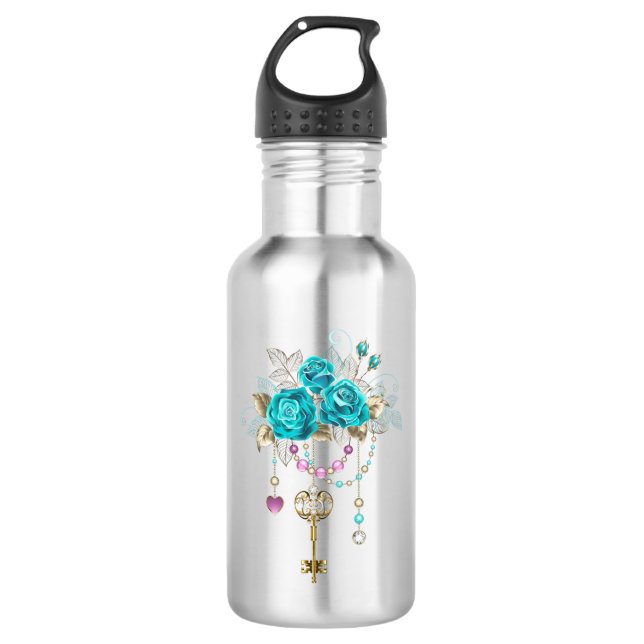 Turquoise Roses with Keys 532 Ml Water Bottle (Front)