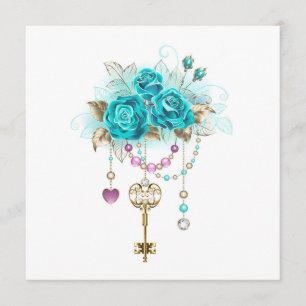 Turquoise Roses with Keys Advice Card