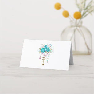 Turquoise Roses with Keys Appointment Card