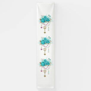 Turquoise Roses with Keys Banner