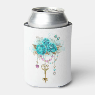 Turquoise Roses with Keys Can Cooler