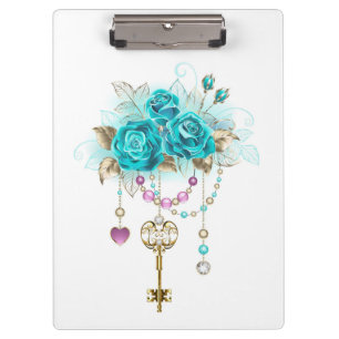 Turquoise Roses with Keys Clipboard
