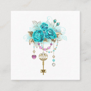 Turquoise Roses with Keys Discount Card