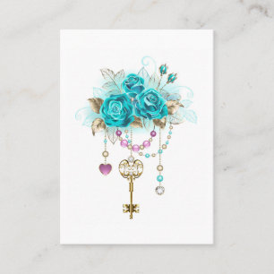 Turquoise Roses with Keys Discount Card
