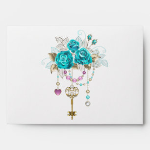 Turquoise Roses with Keys Envelope