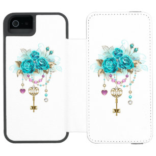 Turquoise Roses with Keys Incipio Watson™ iPhone 5 Wallet Case
