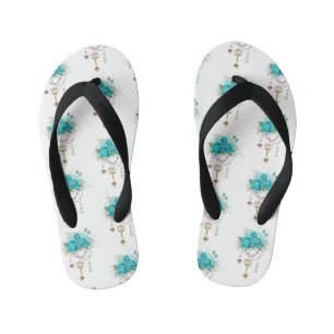 Turquoise Roses with Keys Kid's Thongs