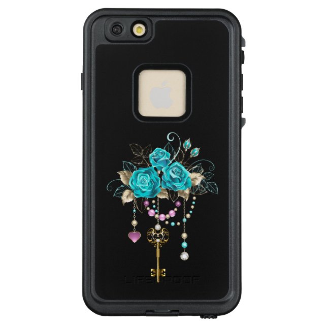 Turquoise Roses with Keys LifeProof iPhone Case (Back)