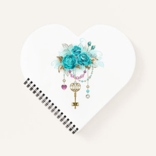 Turquoise Roses with Keys Notebook