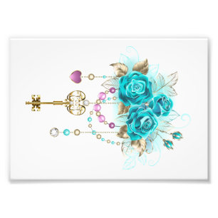 Turquoise Roses with Keys Photo Print