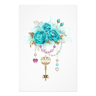 Turquoise Roses with Keys Photo Print