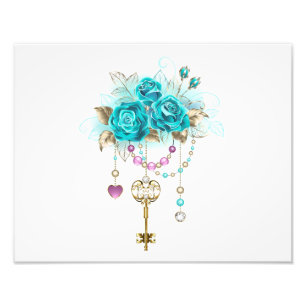 Turquoise Roses with Keys Photo Print