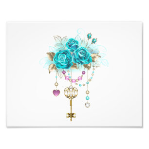Turquoise Roses with Keys Photo Print