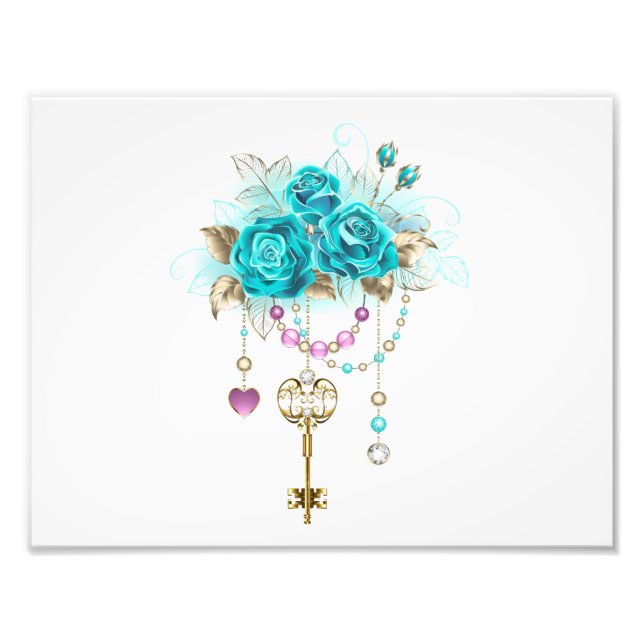 Turquoise Roses with Keys Photo Print (Front)