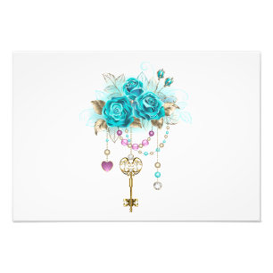 Turquoise Roses with Keys Photo Print
