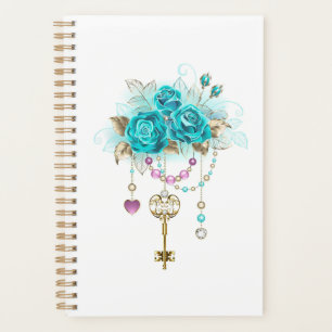 Turquoise Roses with Keys Planner