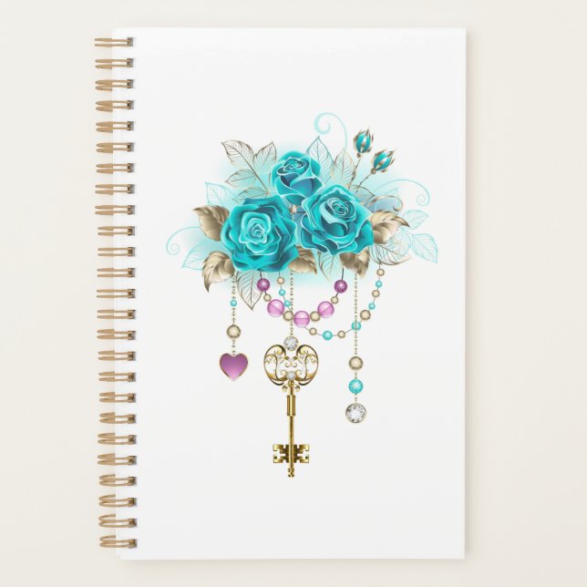 Turquoise Roses with Keys Planner (Front)