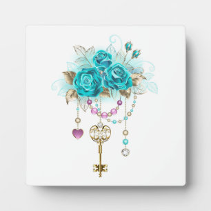 Turquoise Roses with Keys Plaque