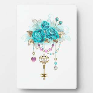 Turquoise Roses with Keys Plaque