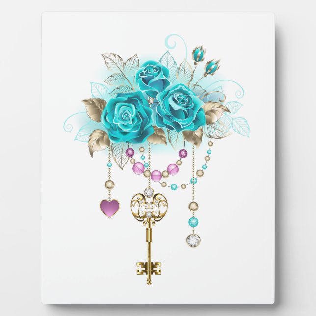Turquoise Roses with Keys Plaque (Front)