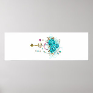 Turquoise Roses with Keys Poster