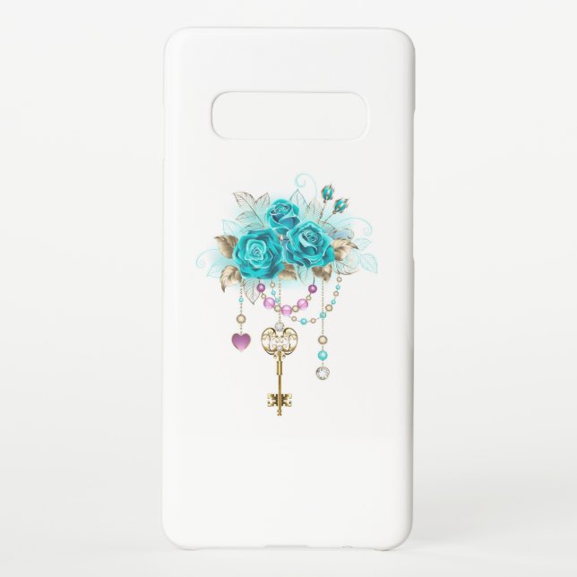 Turquoise Roses with Keys Samsung Galaxy Case (Back)
