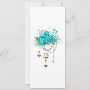 Turquoise Roses with Keys Save The Date