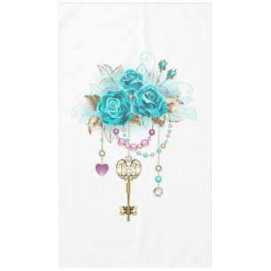 Turquoise Roses with Keys Tablecloth