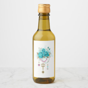 Turquoise Roses with Keys Wine Label