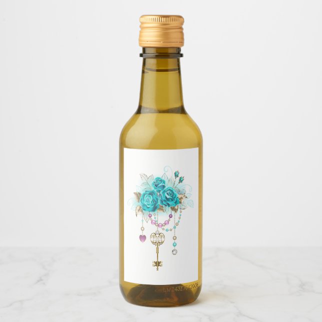Turquoise Roses with Keys Wine Label (Front)