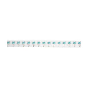 Turquoise Roses with Keys Wrap Around Label