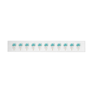 Turquoise Roses with Keys Wrap Around Label