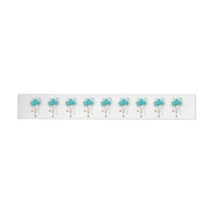 Turquoise Roses with Keys Wraparound Address Label