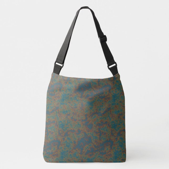 Turquoise Rust Abstract Crossbody Bag (Front)