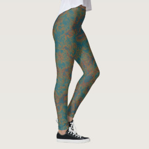 Turquoise Rust Abstract Leggings