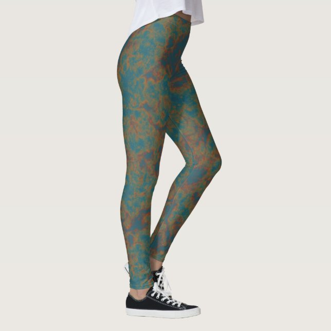 Turquoise Rust Abstract Leggings (Right)
