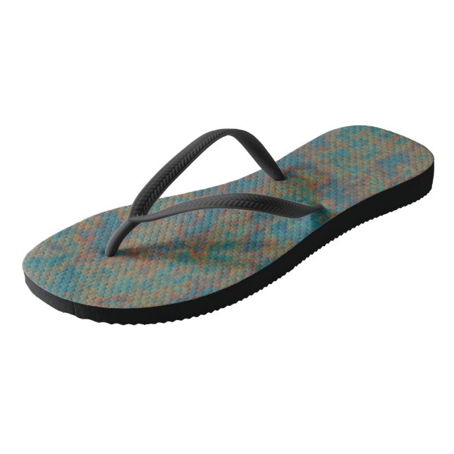 Turquoise Rust Abstract Thongs (Angled)