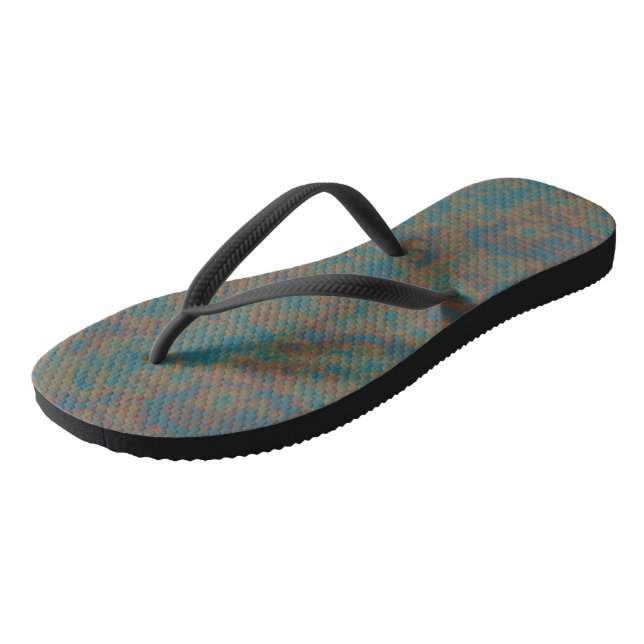 Turquoise Rust Abstract Thongs (Angled)