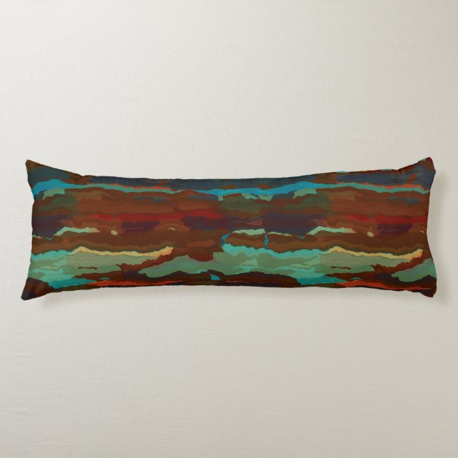 Turquoise, Rust and Blue Abstract Body Cushion (Front)