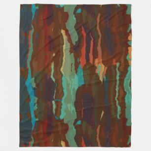 Turquoise, Rust and Blue Abstract Fleece Blanket